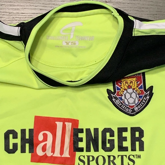 Challenger British Soccer youth jersey small S highlighter yellow black white - Picture 5 of 7